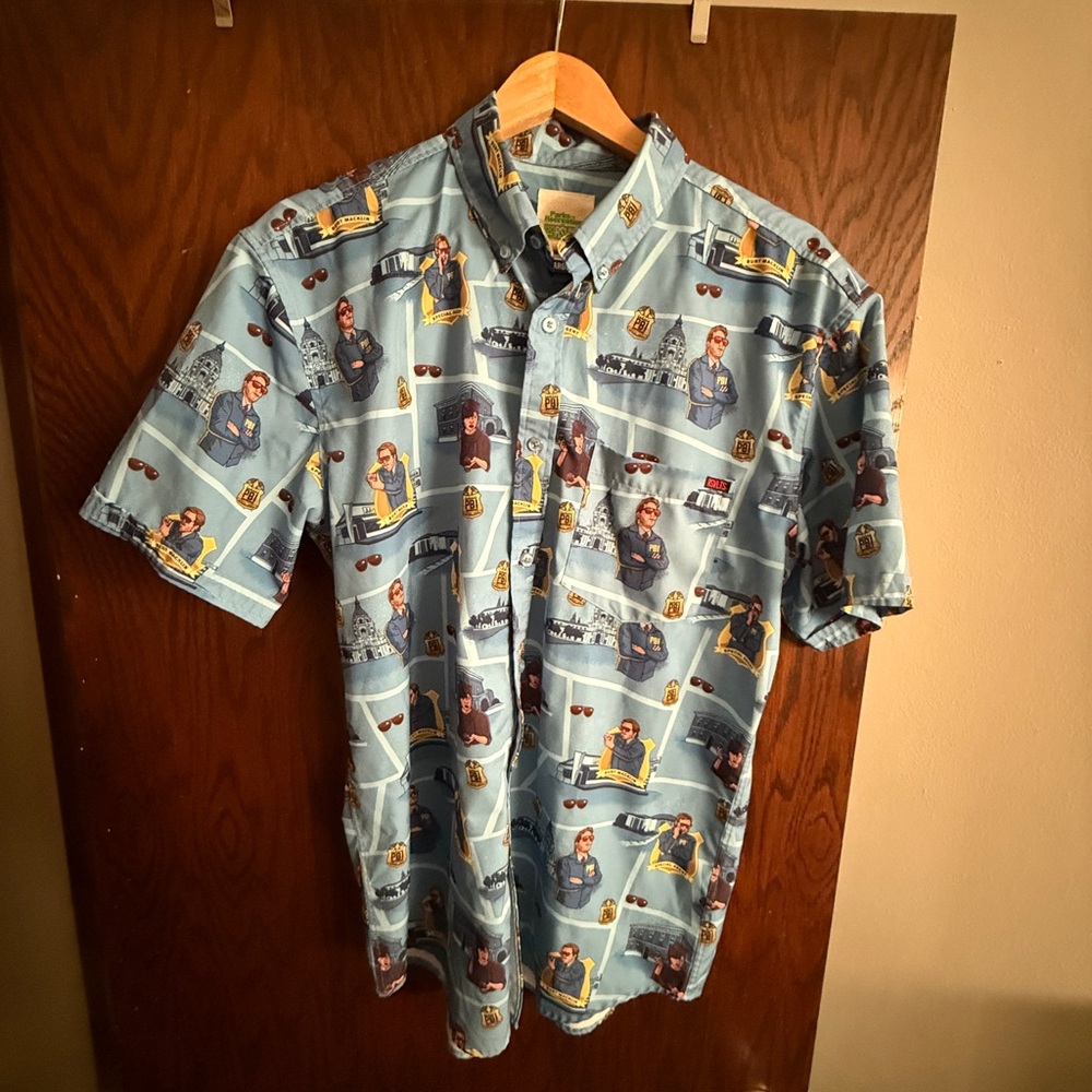 RSVLTS Parks & Rec Men's Blue Graphic Shirt
